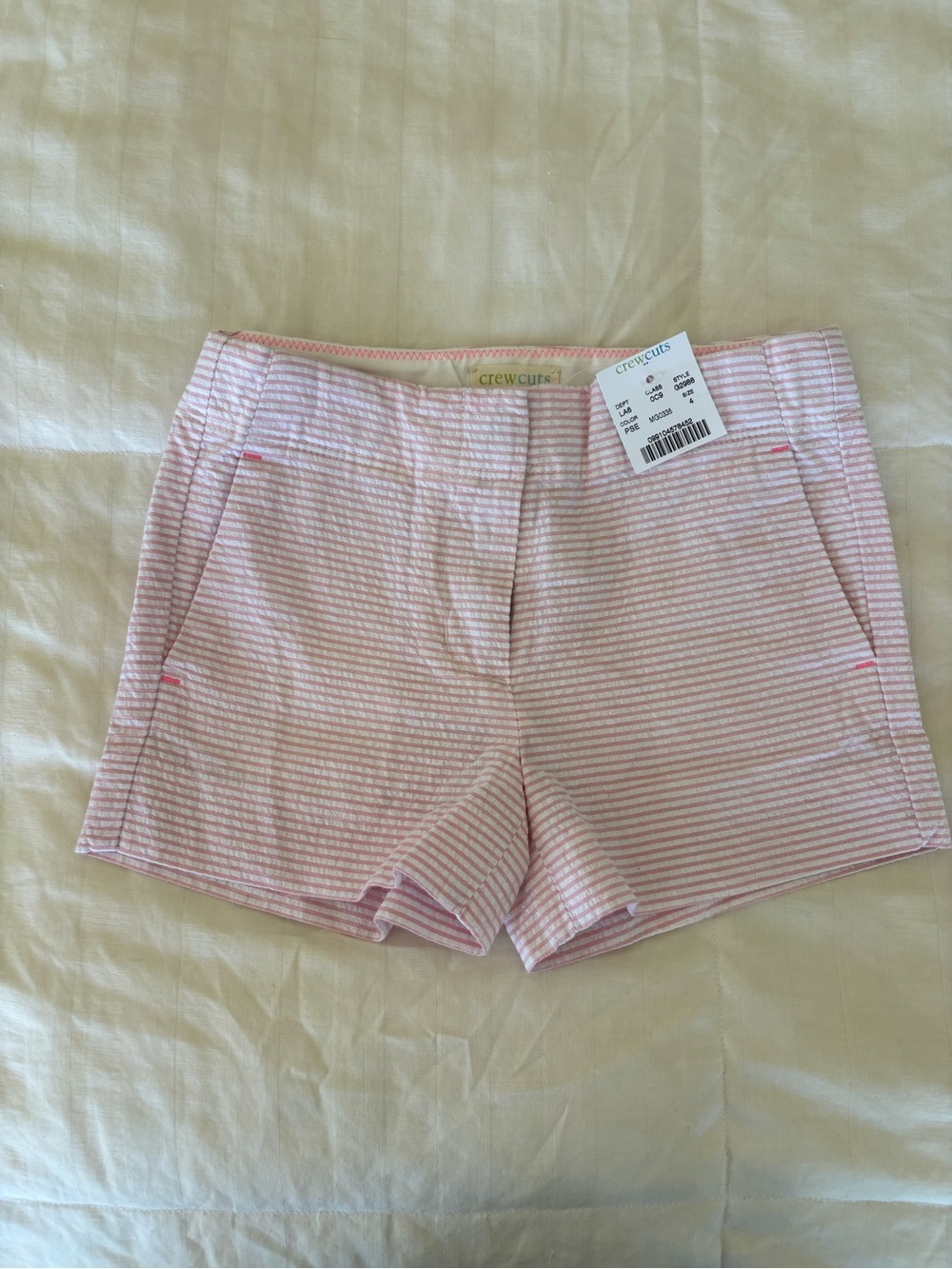 New Girls size 4 Crewcuts Pink Striped Seersucker Shorts